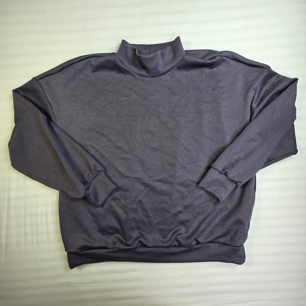 Halara Womens Mock Neck Sweatshirt Charcoal Gray Oversized Pullover Pockets M